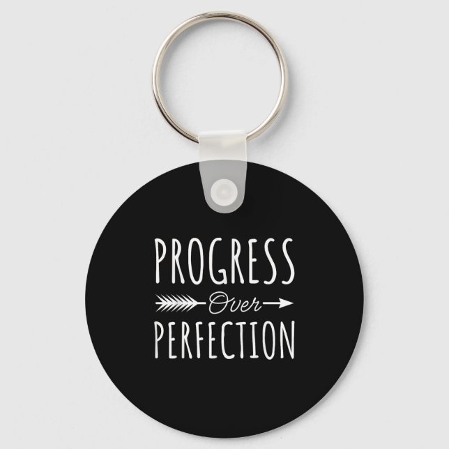 Progress Over Perfection Insrational Motivational  Nyckelring (Framsida)