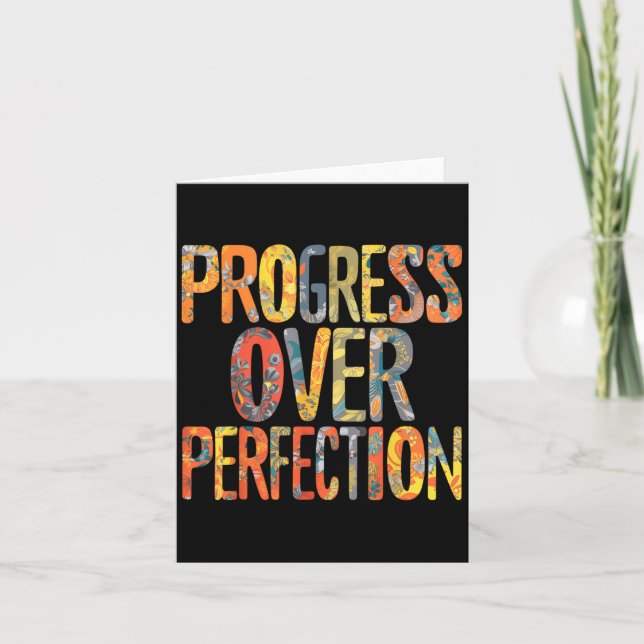 Progress Over Perfection Motivation Motivational T Kort (Framsida)