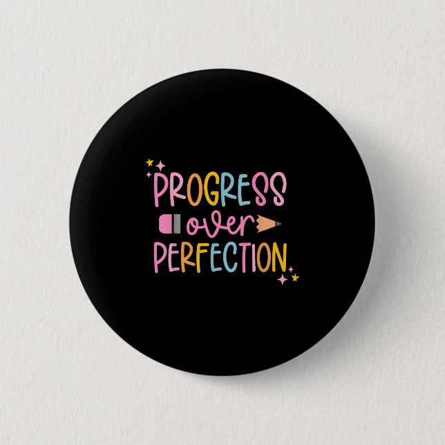 Progress Over Perfection Motivational Back To Scho Knapp (Framsida)