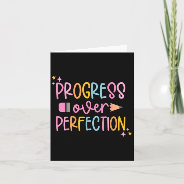 Progress Over Perfection Motivational Back To Scho Kort (Framsida)