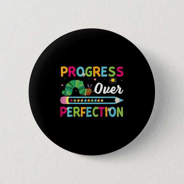 Progress Over Perfection Motivational Quote Studen Knapp (Framsida)