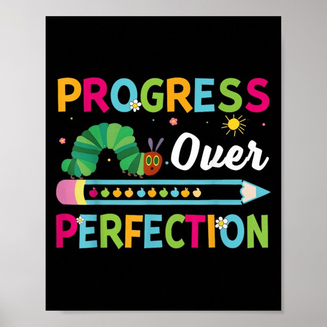 Progress Over Perfection Motivational Quote Studen Poster (Framsidan)