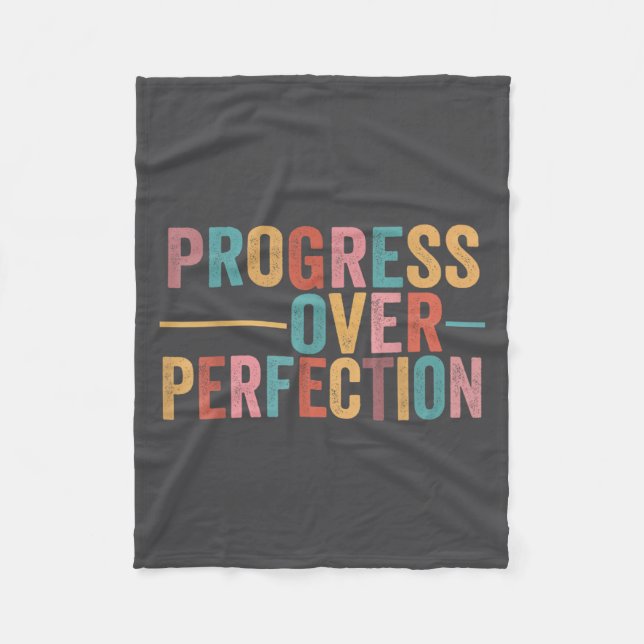 Progress Over Perfection Motivational Teacher Retr Fleecefilt (Framsidan)