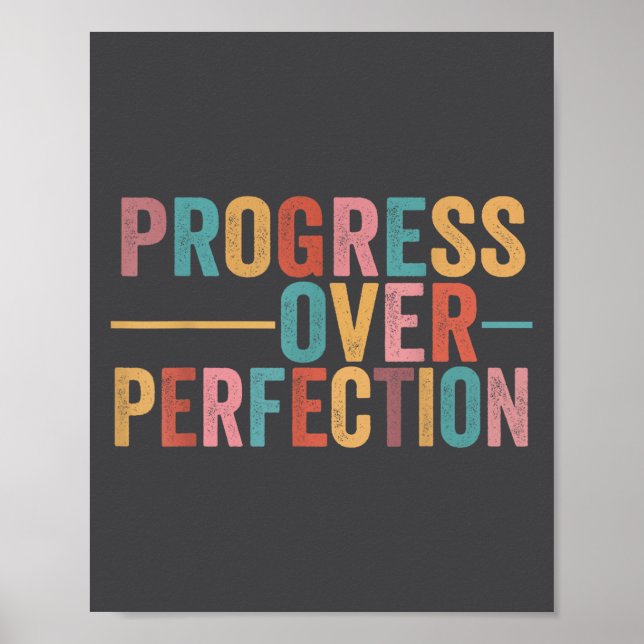 Progress Over Perfection Motivational Teacher Retr Poster (Framsidan)