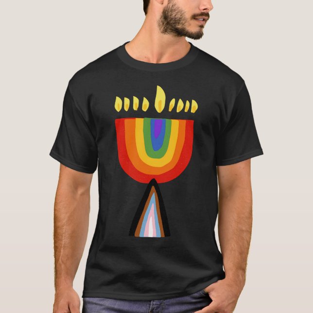 Progress-Pride Chanukiah T Shirt (Framsida)