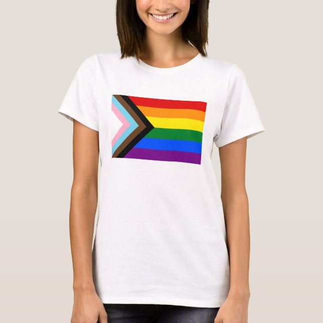 Progress Pride Flag LGBTQ+ T Shirt (Framsida)