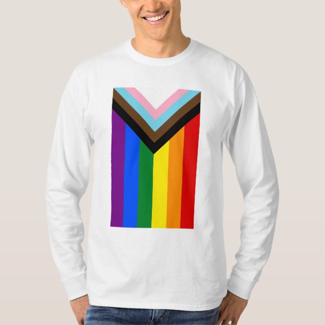 Progress Pride Flag LGBTQ+ T Shirt (Framsida)