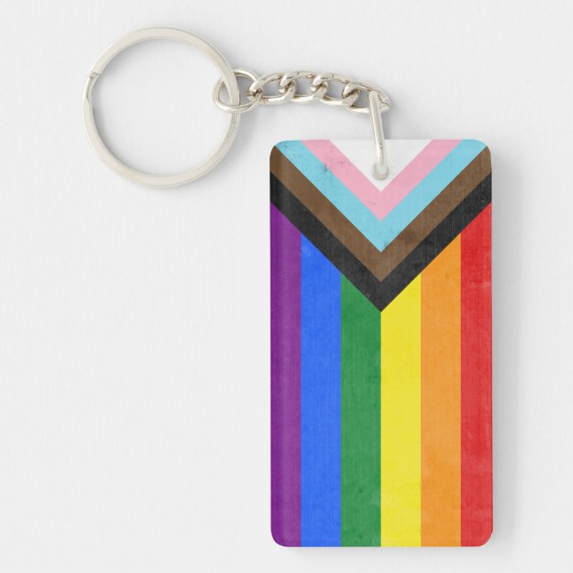 Progress Pride Flag Nyckelring (Framsidan)