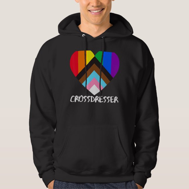 Progress-Pride Flagga Heart Inclusitivity Crossdre Hoodie (Framsida)