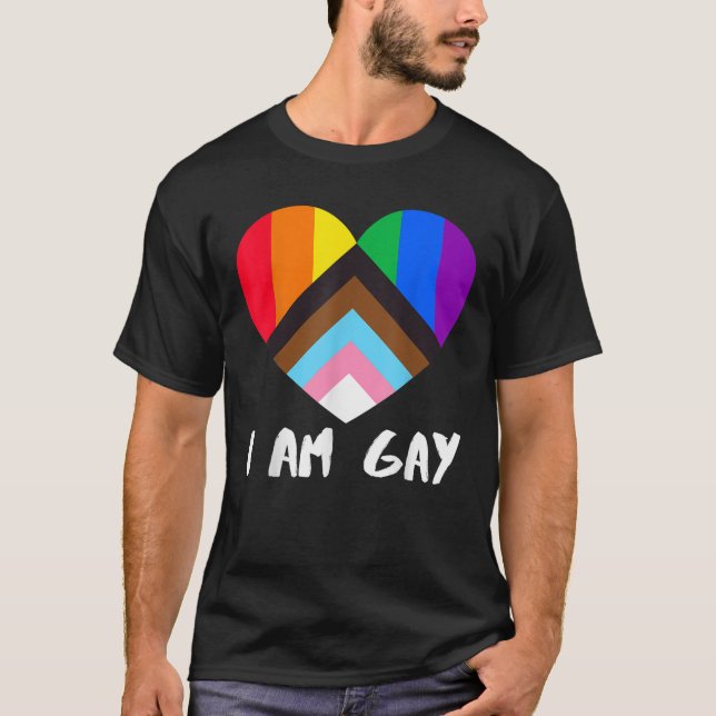 Progress Pride Flagga Heart Inclusitivity (Förlopp T Shirt (Framsida)
