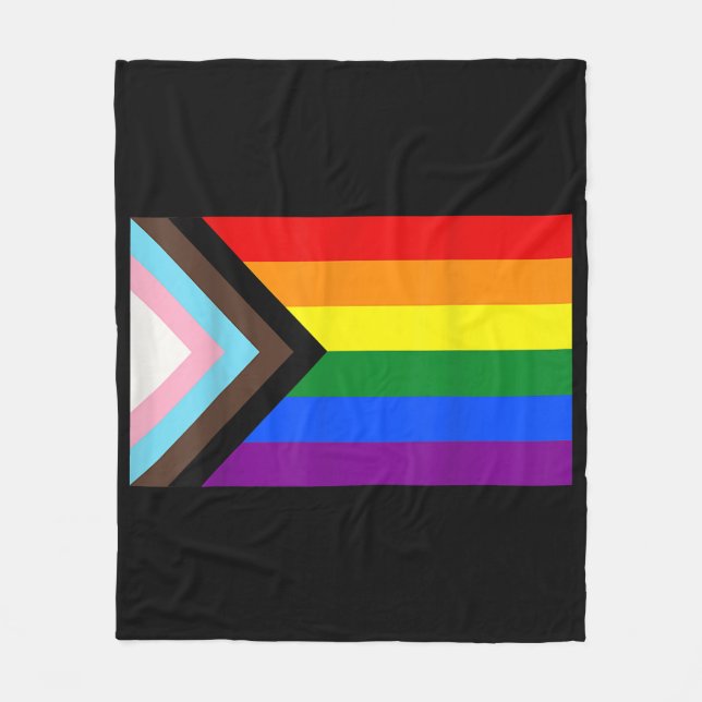 Progress-Pride Flagga LGBT T-Shirt Fleecefilt (Framsidan)
