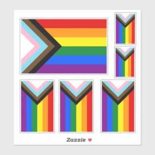 Progress-Pride Flagga LGBTQ+ Klistermärken
