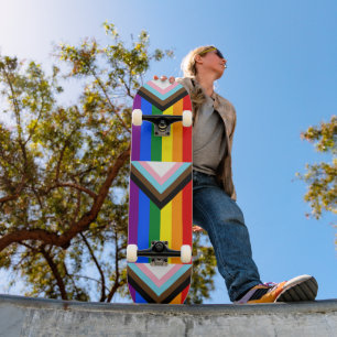 Progress-Pride Flagga LGBTQ+ Mini Skateboard Bräda 18,5 Cm
