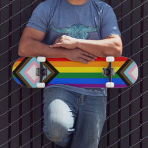 Progress-Pride Flagga LGBTQ+ Mini Skateboard Bräda 18,5 Cm