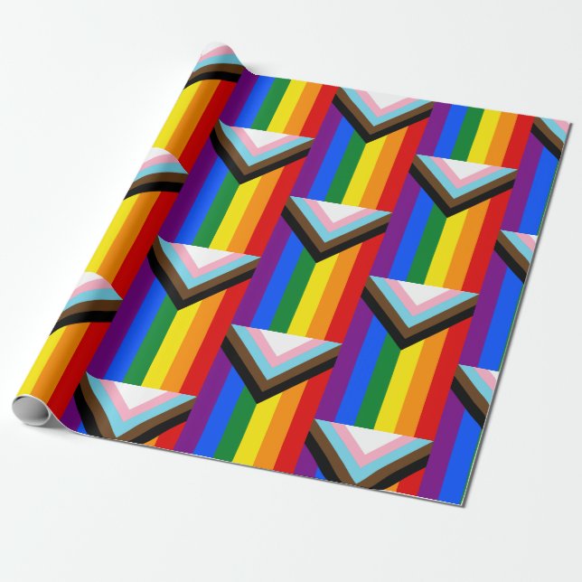 Progress-Pride Flagga LGBTQ+ Presentpapper (Utrullad)