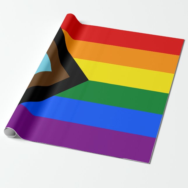 Progress-Pride Flagga LGBTQ+ Presentpapper (Utrullad)