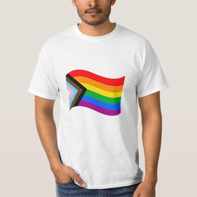 Progress Pride Flagga med vågor T Shirt (Framsida)
