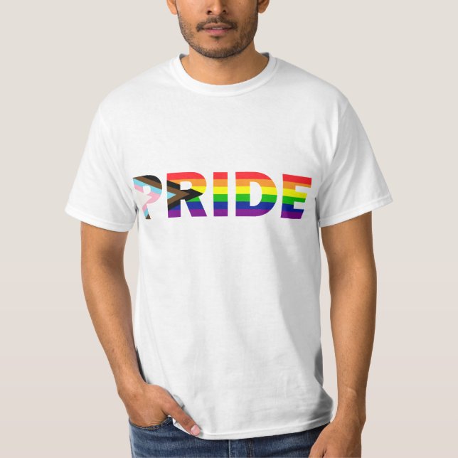 Progress-Pride Flagga T-Shirt (Framsida)