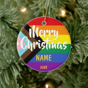 Progress-Pride HBT Rainbow Personlig jul Julgransprydnad Keramik