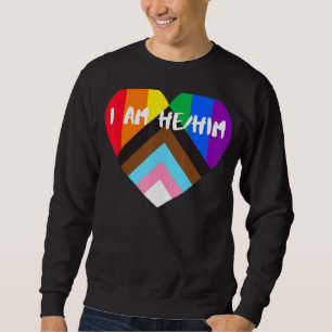 Progress Pride Heart Flagga jag är han Lång Ärmad Tröja