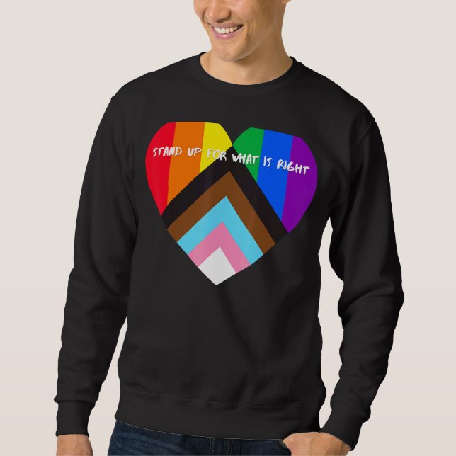 Progress-Pride Heart-Flagga står upp för vad som ä Lång Ärmad Tröja (Framsida)