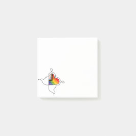 Progress Pride Heart Linje Konst Post-it Block