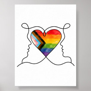 Progress Pride Heart Linje Konst Poster