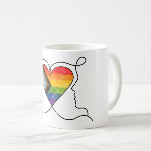 Progress Pride Hjärtlinje Konst Kaffemugg