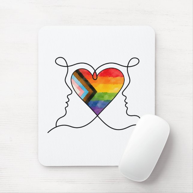 Progress Pride Hjärtlinje Konst Musmatta (Med mus)