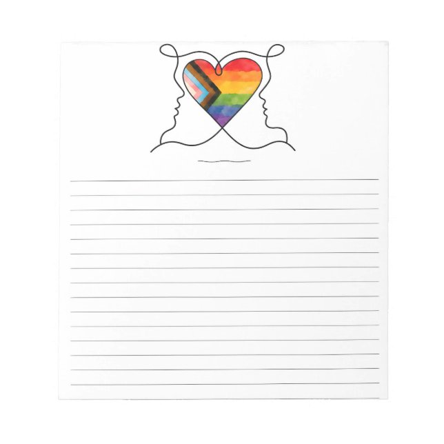 Progress Pride Hjärtlinjekonst Anteckningsblock (Framsida)