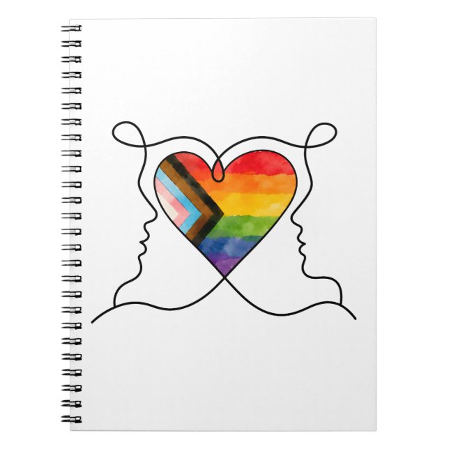 Progress Pride Hjärtlinjekonst Anteckningsbok (Framsidan)