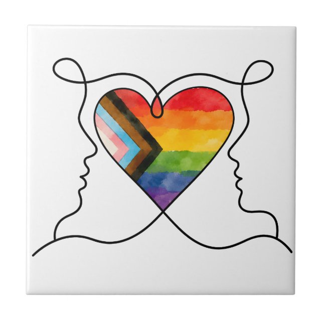 Progress Pride Hjärtlinjekonst Kakelplatta (Framsidan)
