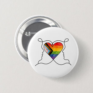 Progress Pride Hjärtlinjekonst Knapp