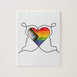 Progress Pride Hjärtlinjekonst Pussel
