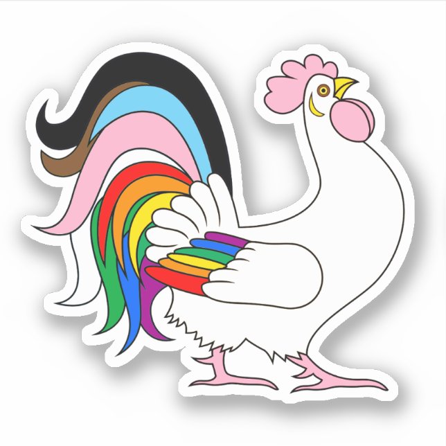 Progress Pride Kyckling Klistermärken (Framsida)