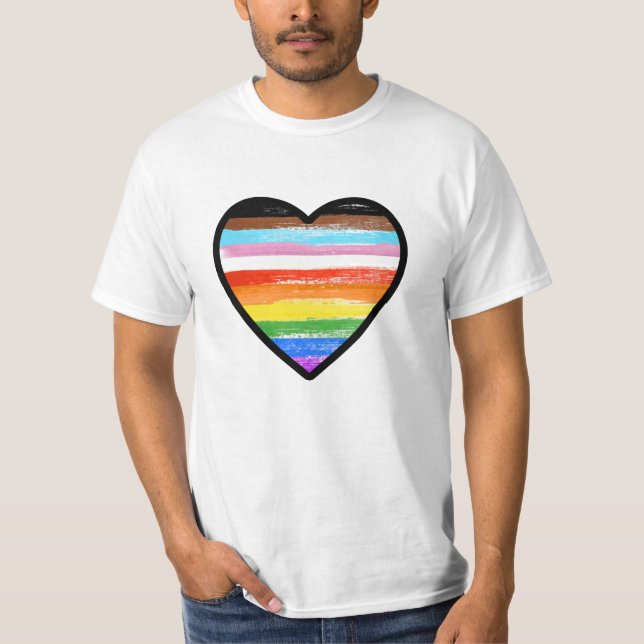 Progress Pride Målade Hjärtan T Shirt (Framsida)