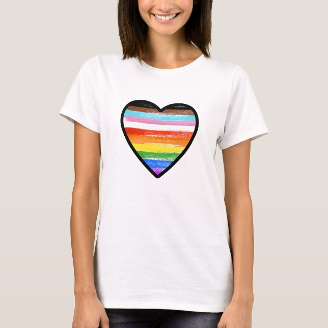 Progress Pride Målade Hjärtan T Shirt (Framsida)