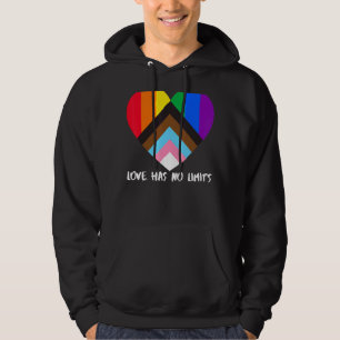 Progress-Pride Rainbow Flagga Inclusitivity Heart Hoodie