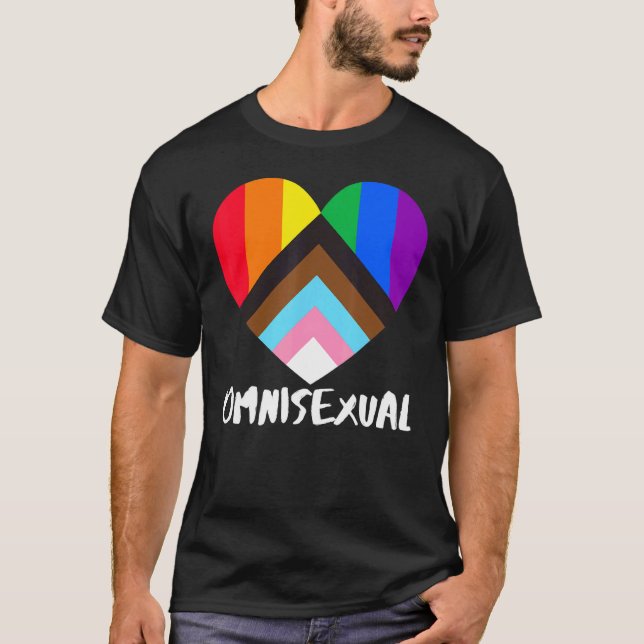 Progress Pride Rainbow Flagga Inclusitivity Heart  T Shirt (Framsida)