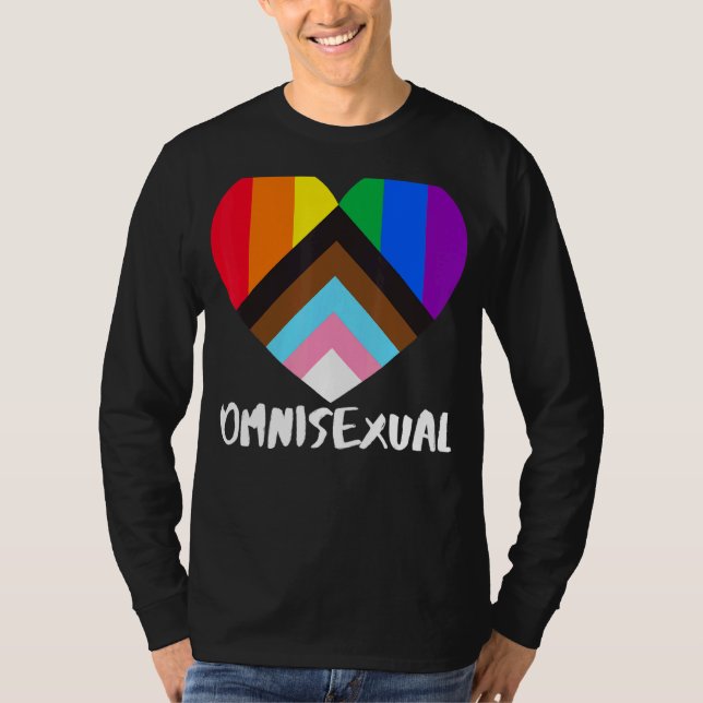 Progress Pride Rainbow Flagga Inclusitivity Heart  T Shirt (Framsida)