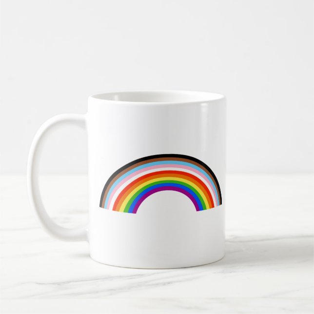 Progress Pride Randig Regnbågsbåge Kaffemugg (Vänster)