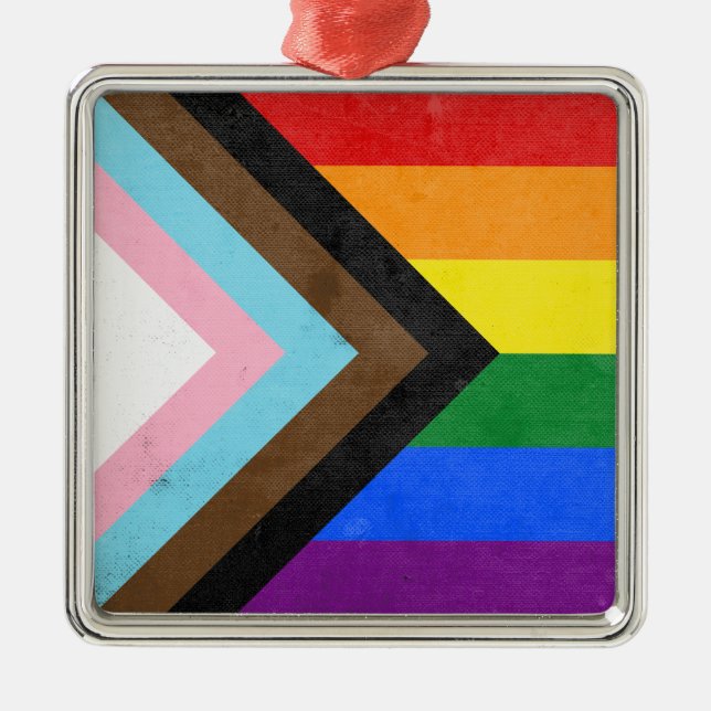 Progress Prideflagga Julgransprydnad Metall (Framsidan)