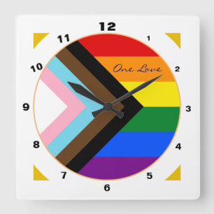 Progress Rainbow flagga Modern Home/Pride färg Fyrkantig Klocka