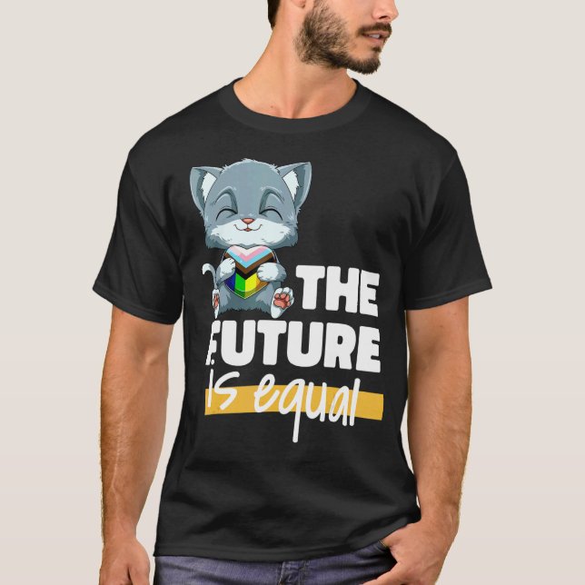 Progressiv Pride Katt Transpersonlig Könsöverskrid T Shirt (Framsida)