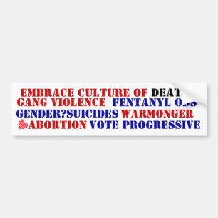 PROGRESSIVE IDEOLOGY Culture of Death Evil famning Bildekal