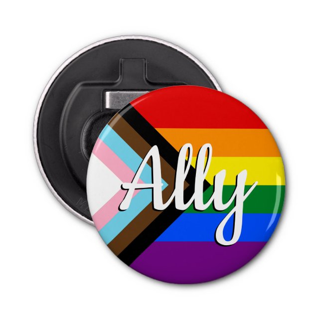 Progressivt Pride Ally Button Bottenöppnare Flasköppnare (Framsidan)