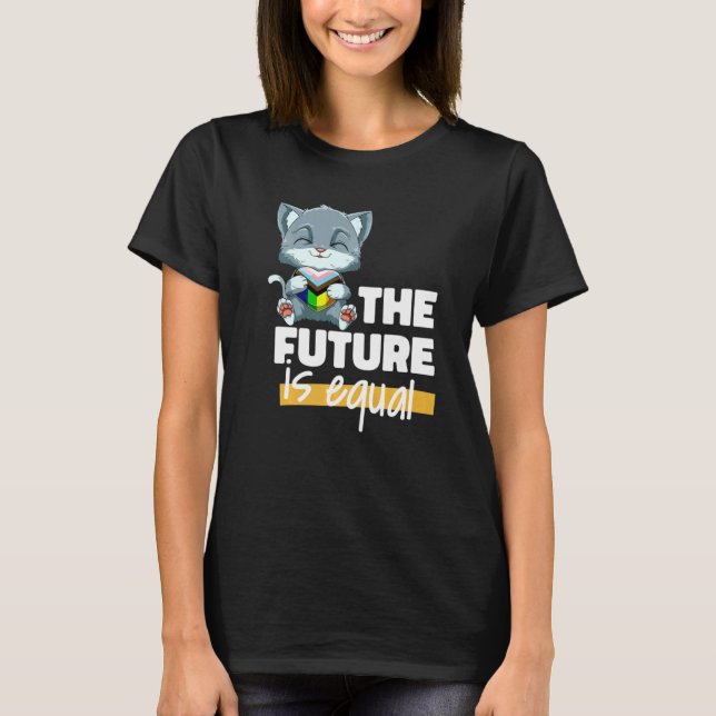 Progressivt Pride Cat Transgender Genderqueer T Shirt (Framsida)