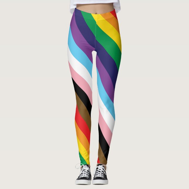 Progressivt Pride Regnbåge HGBTQ+ Leggings (Framsida)