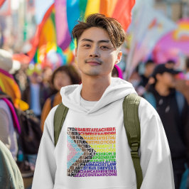 Progressivt regnbågsskript för Flagga LGBT Gay Hoodie