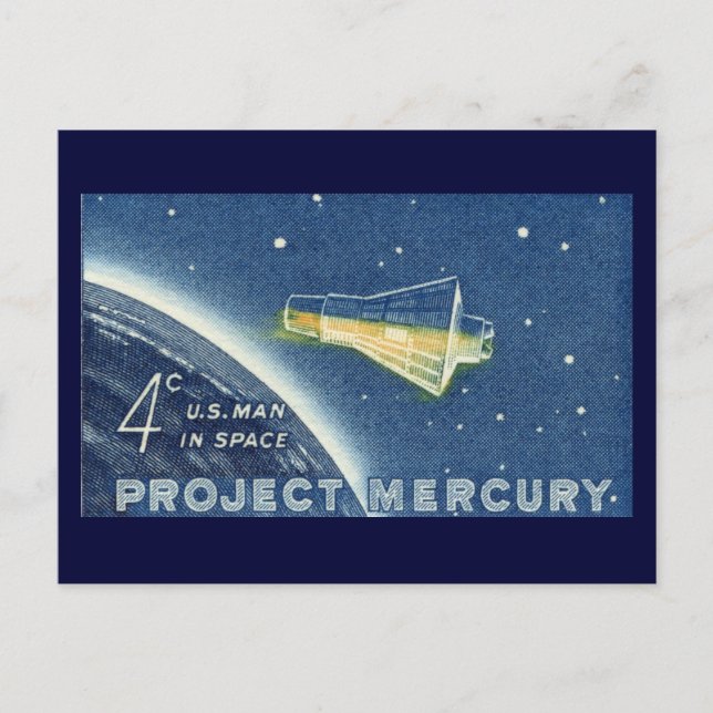 Project Mercury, USA Man in Space Vykort (Framsida)